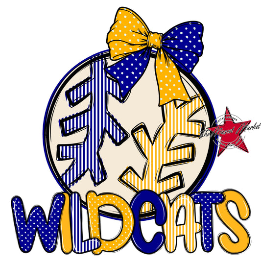 Wildcats Baseball-Softball Spirit Design-Blue & Yellow