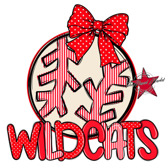 Wildcats Baseball-Softball Spirit Design-Bright Red