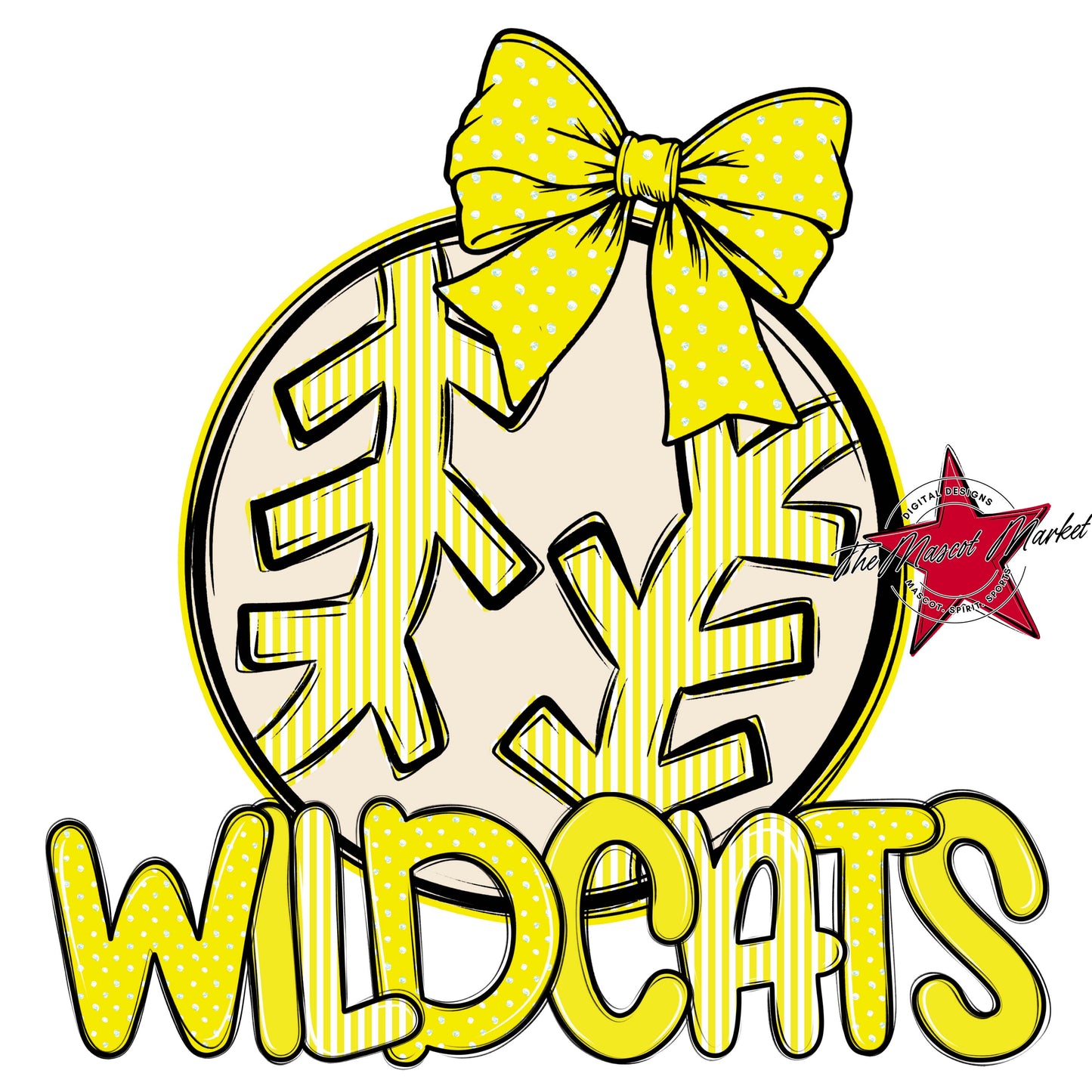 Wildcats Baseball-Softball Spirit Design-Bright Yellow