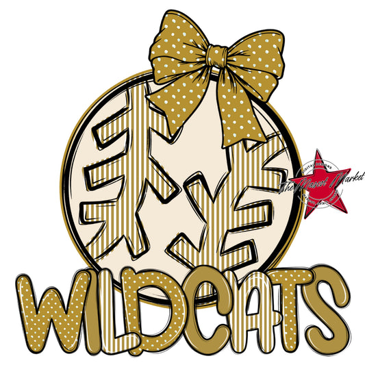 Wildcats Baseball-Softball Spirit Design-Gold