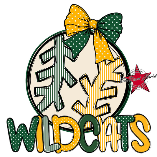 Wildcats Baseball-Softball Spirit Design-Green & Yellow