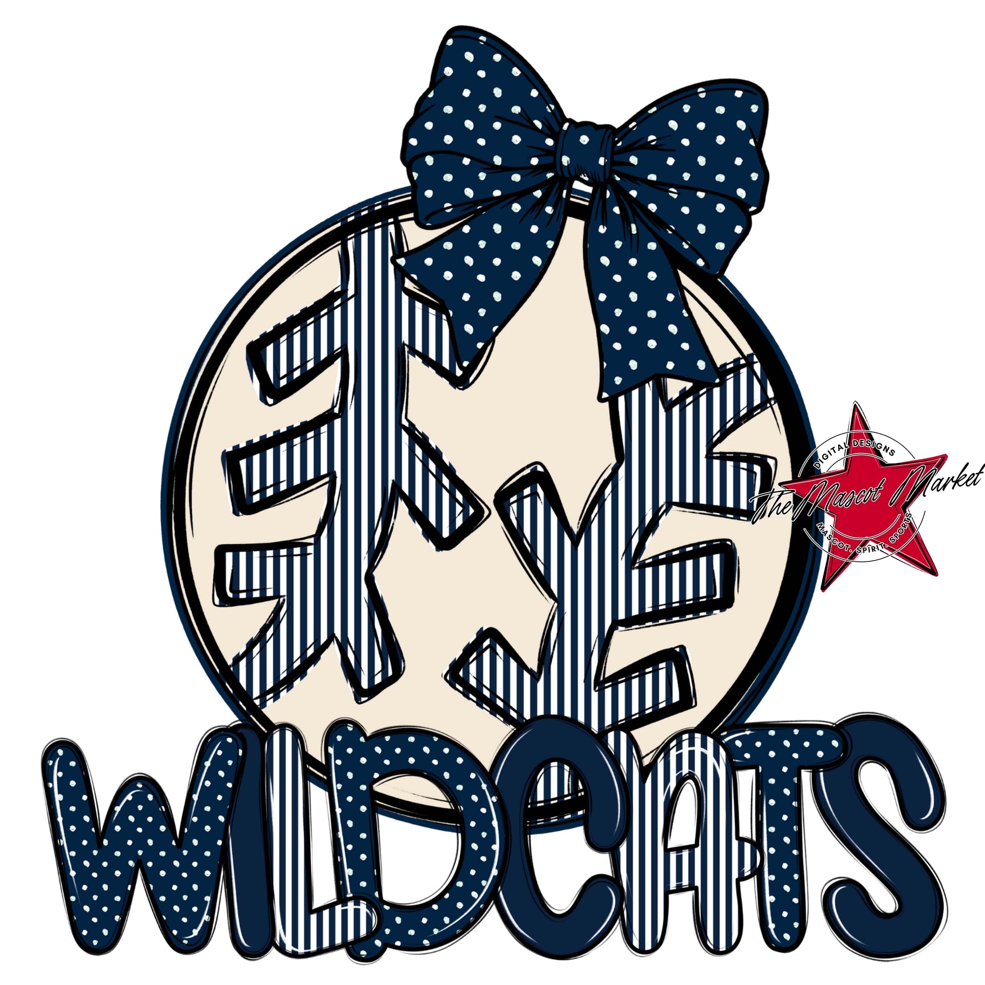 Wildcats Baseball-Softball Spirit Design-Navy