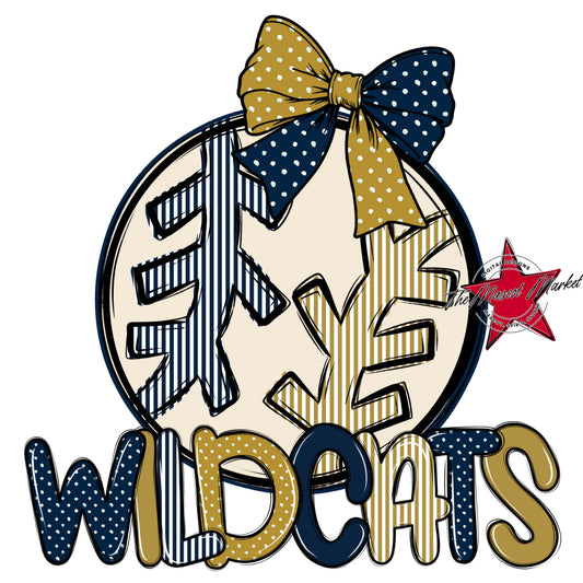 Wildcats Baseball-Softball Spirit Design-Navy & Gold