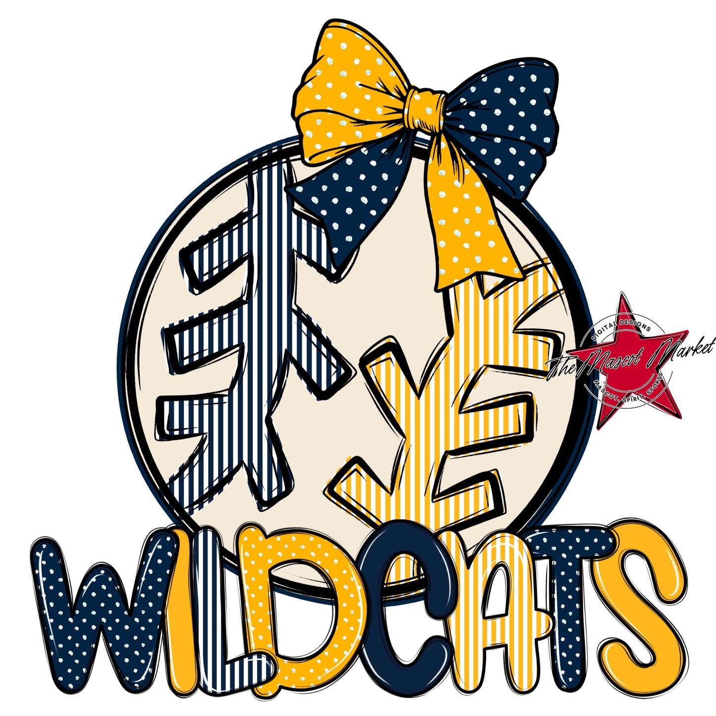 Wildcats Baseball-Softball Spirit Design-Navy & Yellow