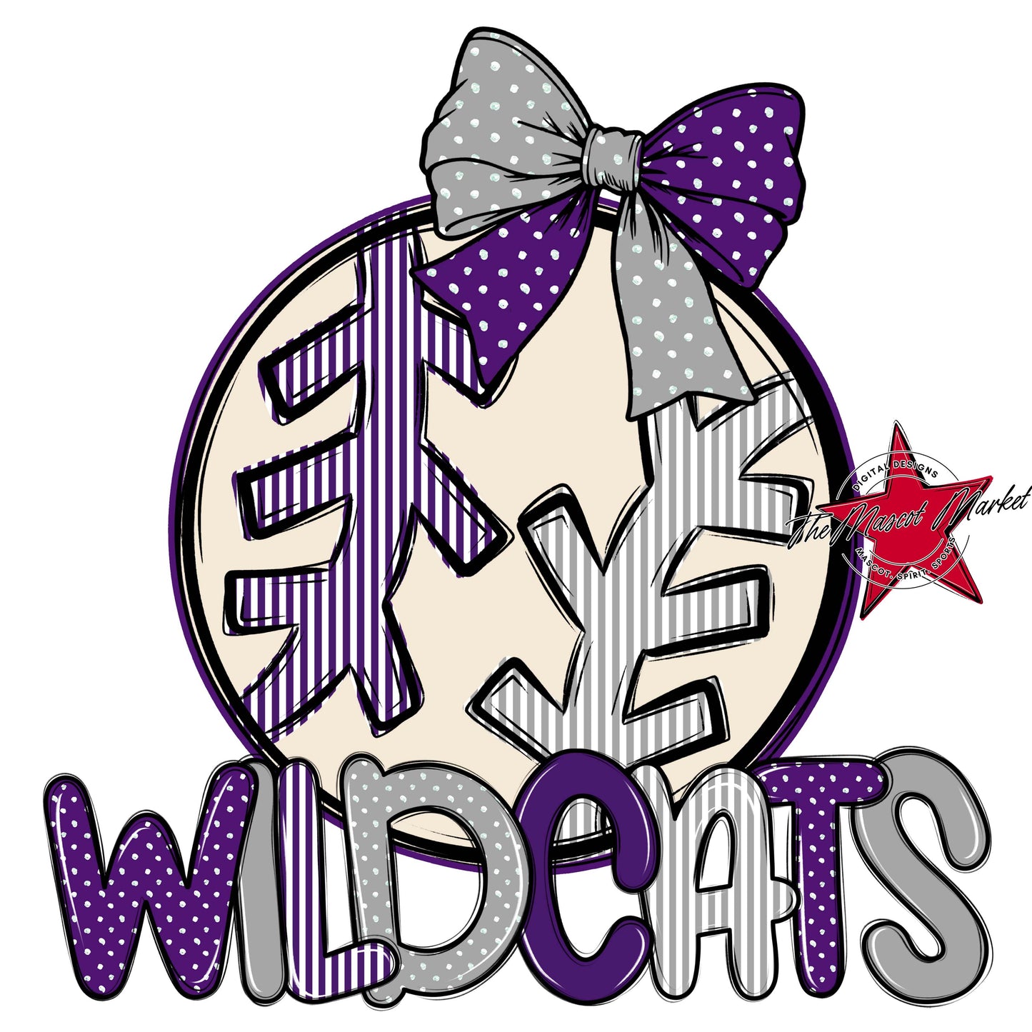 Wildcats Baseball-Softball Spirit Design-Purple & Grey