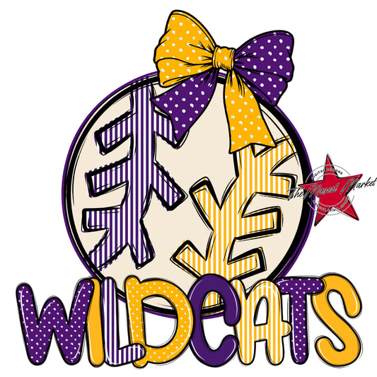 Wildcats Baseball-Softball Spirit Design-Purple & Yellow