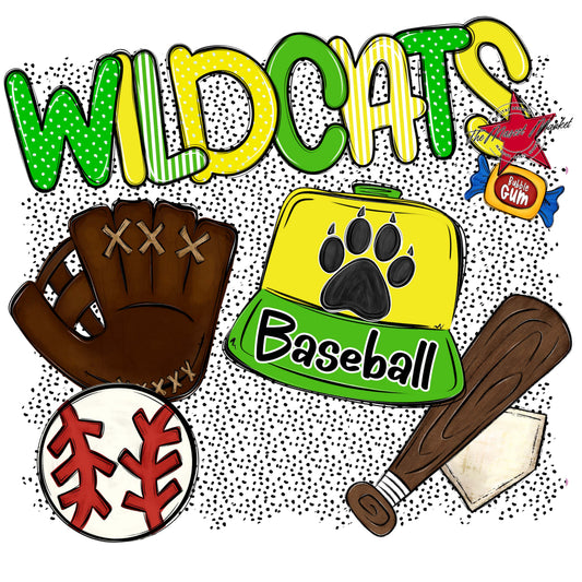 Wildcats Baseball Spirit-Bright Green & Bright Yellow
