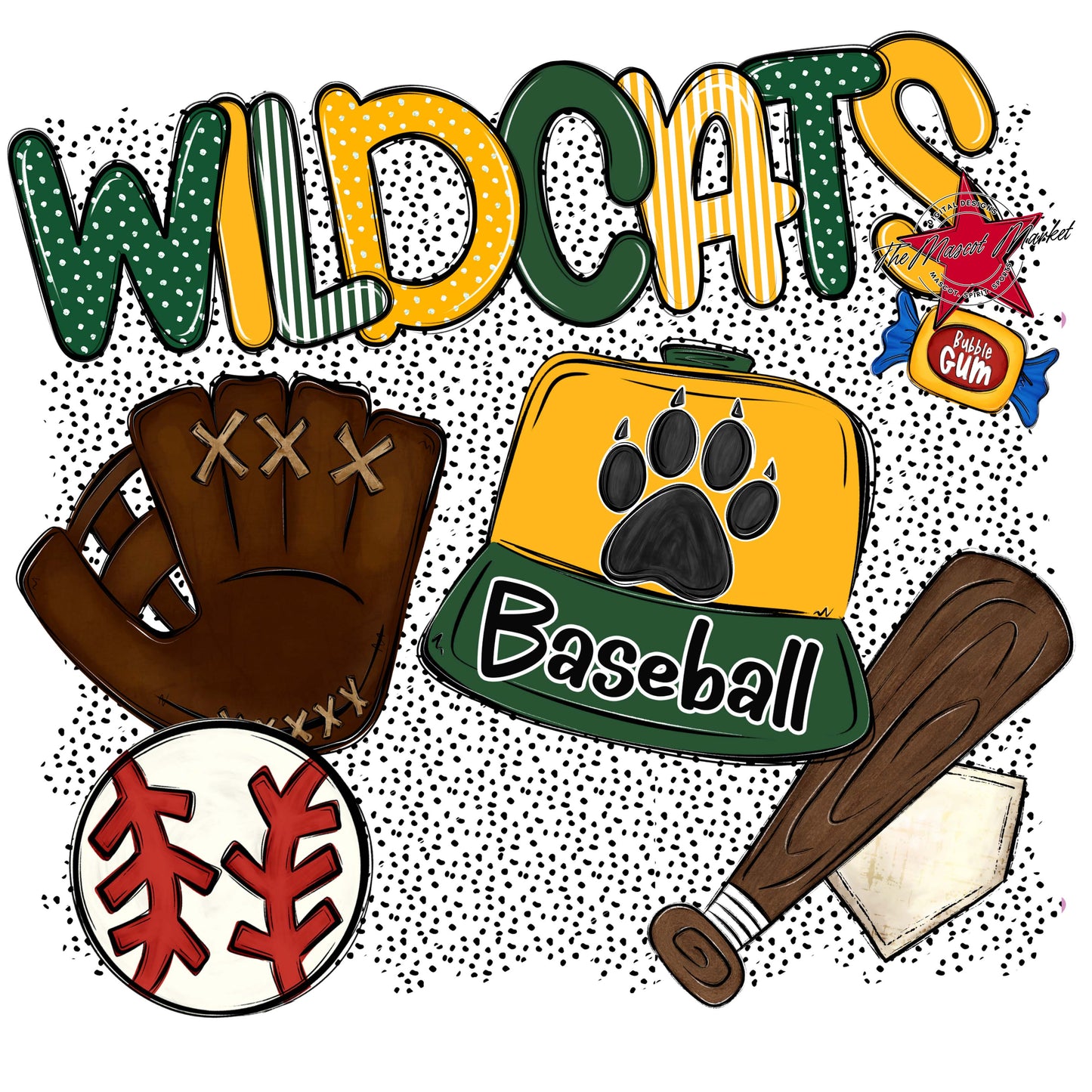 Wildcats Baseball Spirit-Green & Yellow