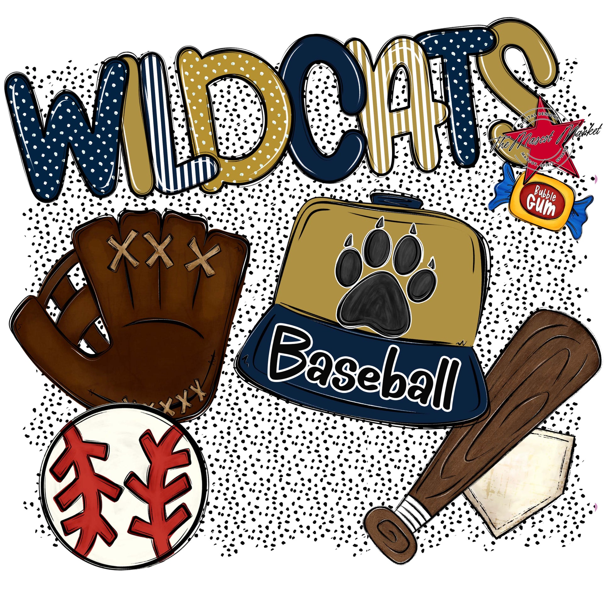 Wildcats Baseball Spirit-Navy & Gold