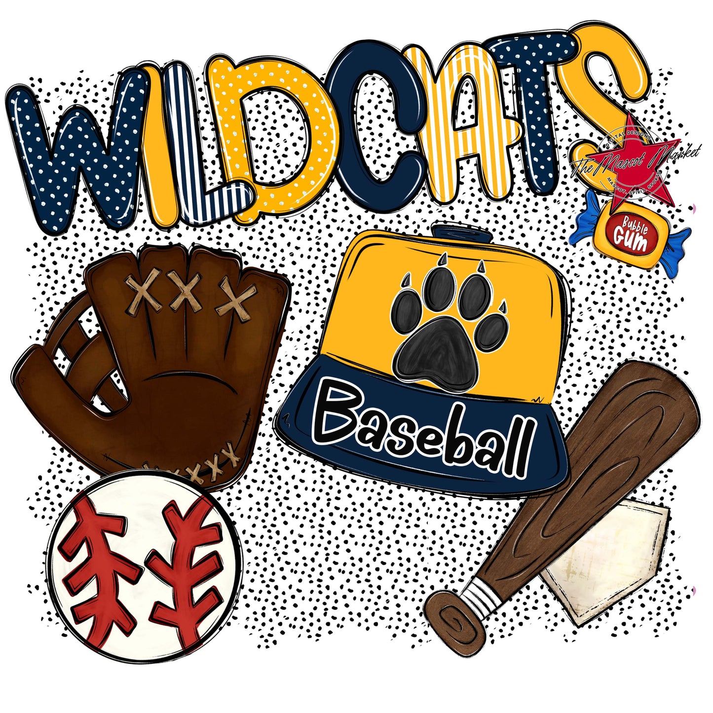 Wildcats Baseball Spirit-Navy & Yellow