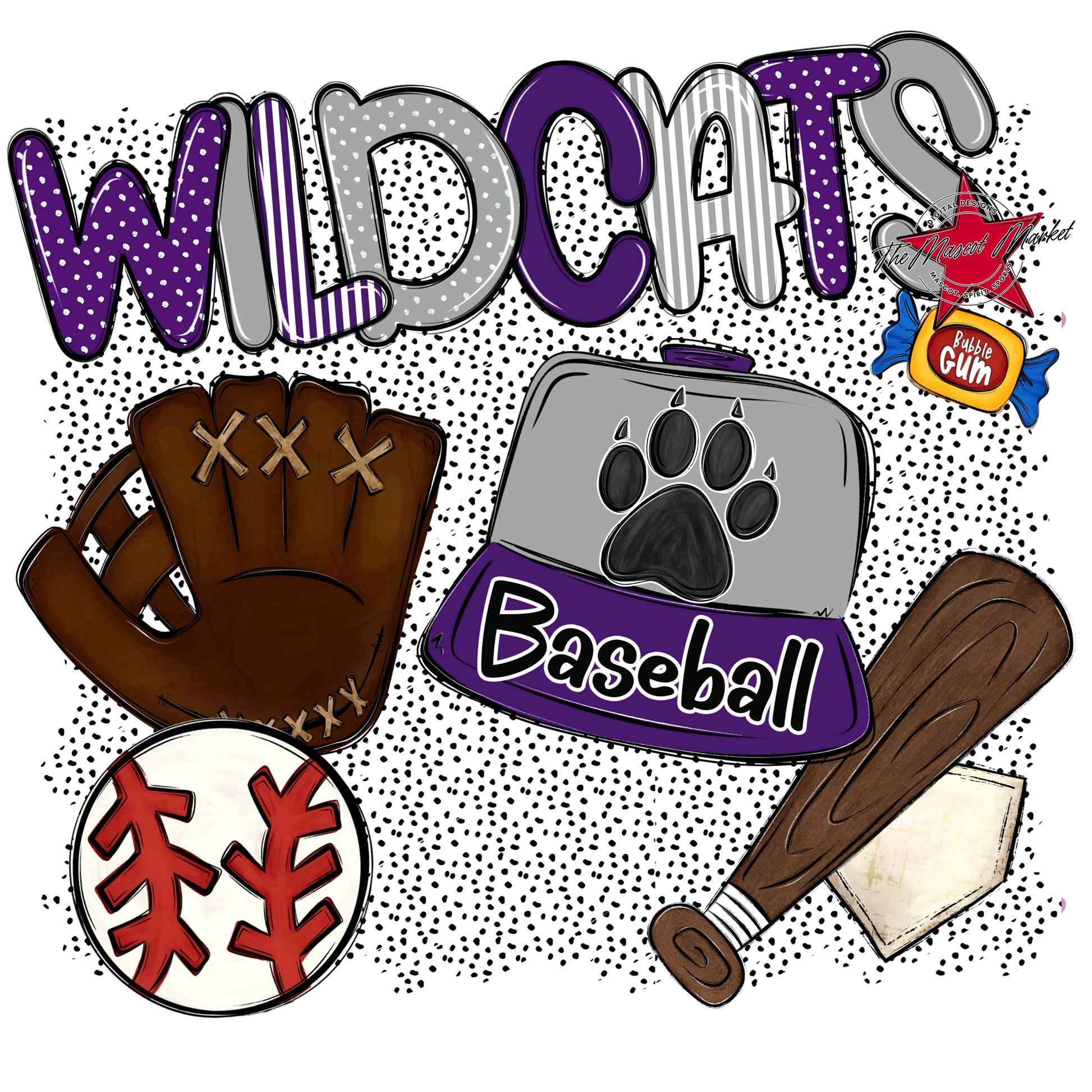 Wildcats Baseball Spirit-Purple & Grey