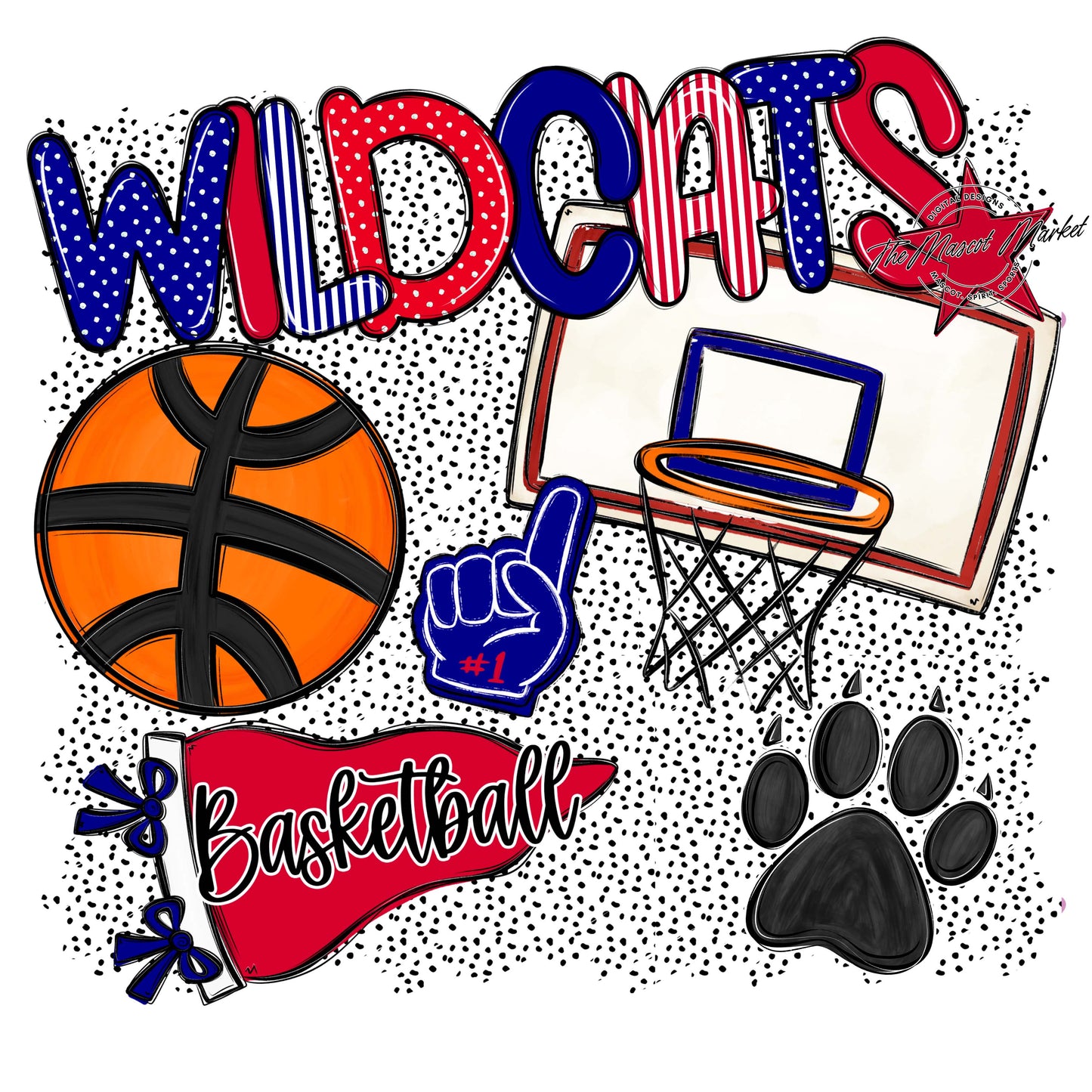 Wildcats Basketball Spirit-Blue & Red