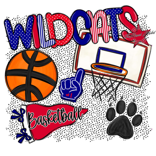 Wildcats Basketball Spirit-Blue & Red