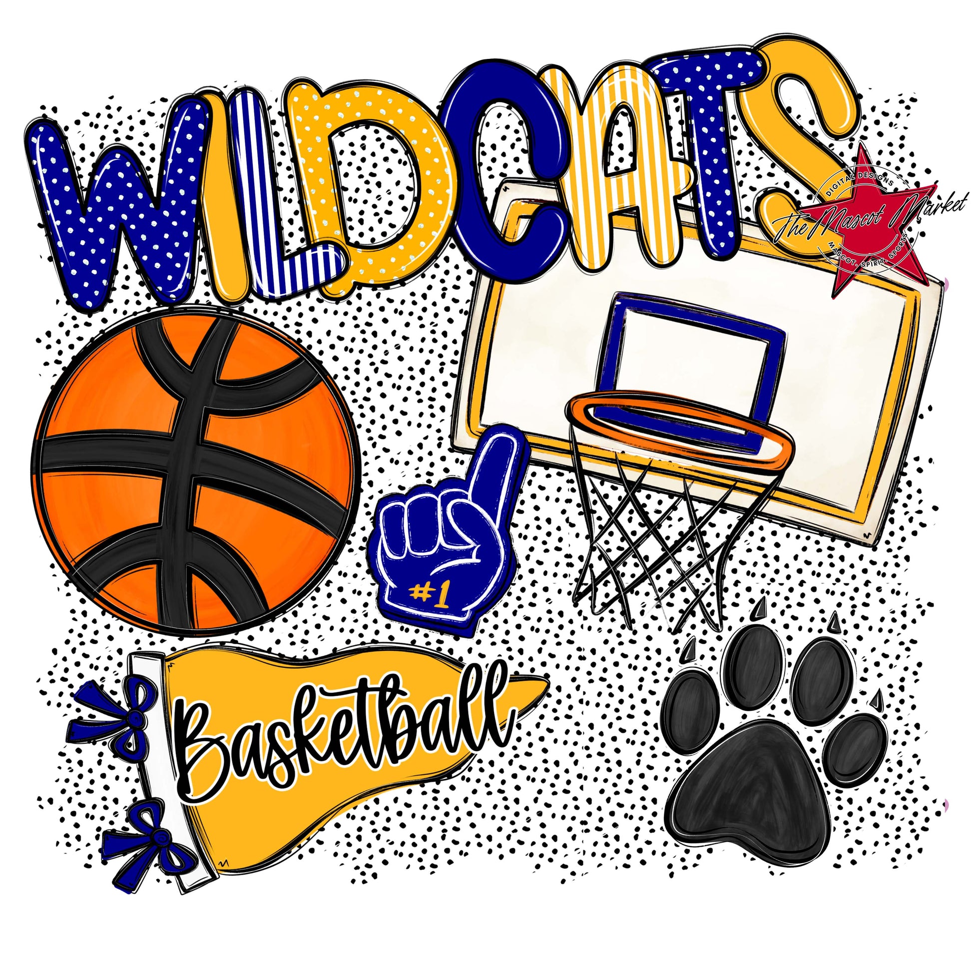 Wildcats Basketball Spirit-Blue & Yellow