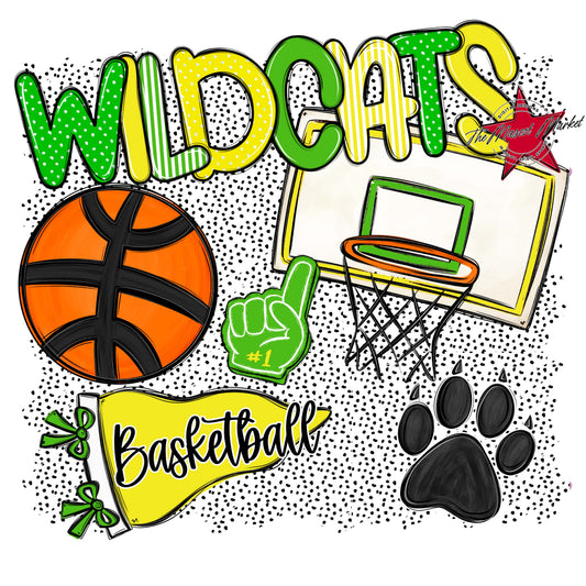 Wildcats Basketball Spirit-Bright Green & Bright Yellow