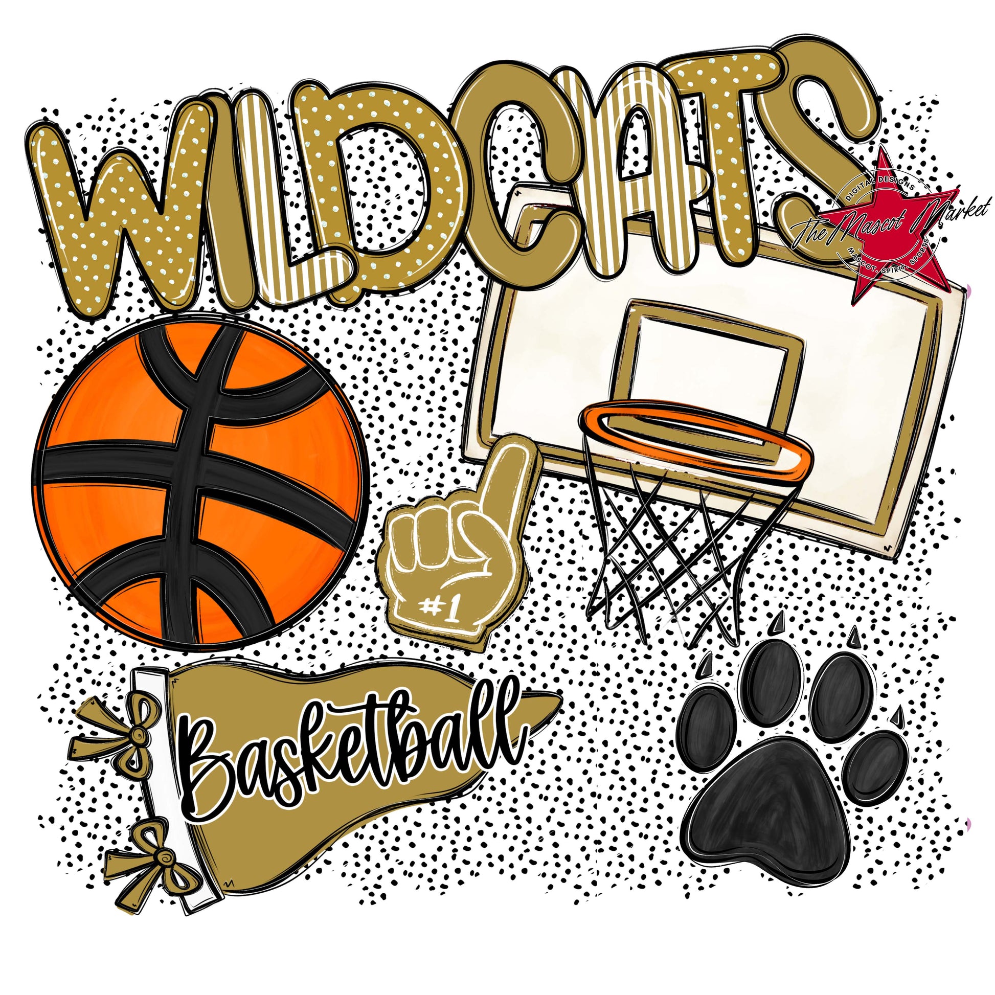 Wildcats Basketball Spirit-Gold