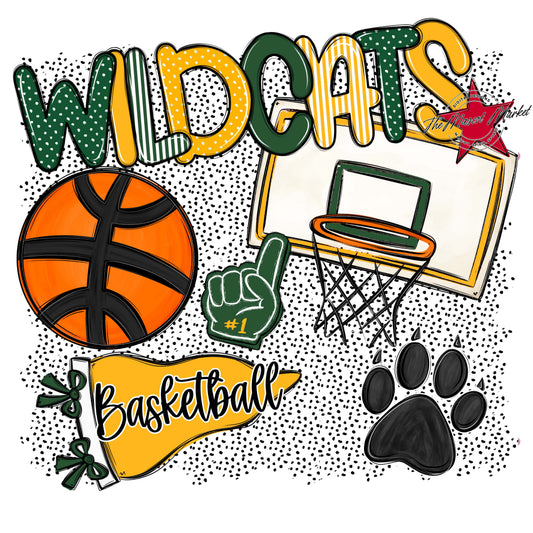 Wildcats Basketball Spirit-Green & Yellow