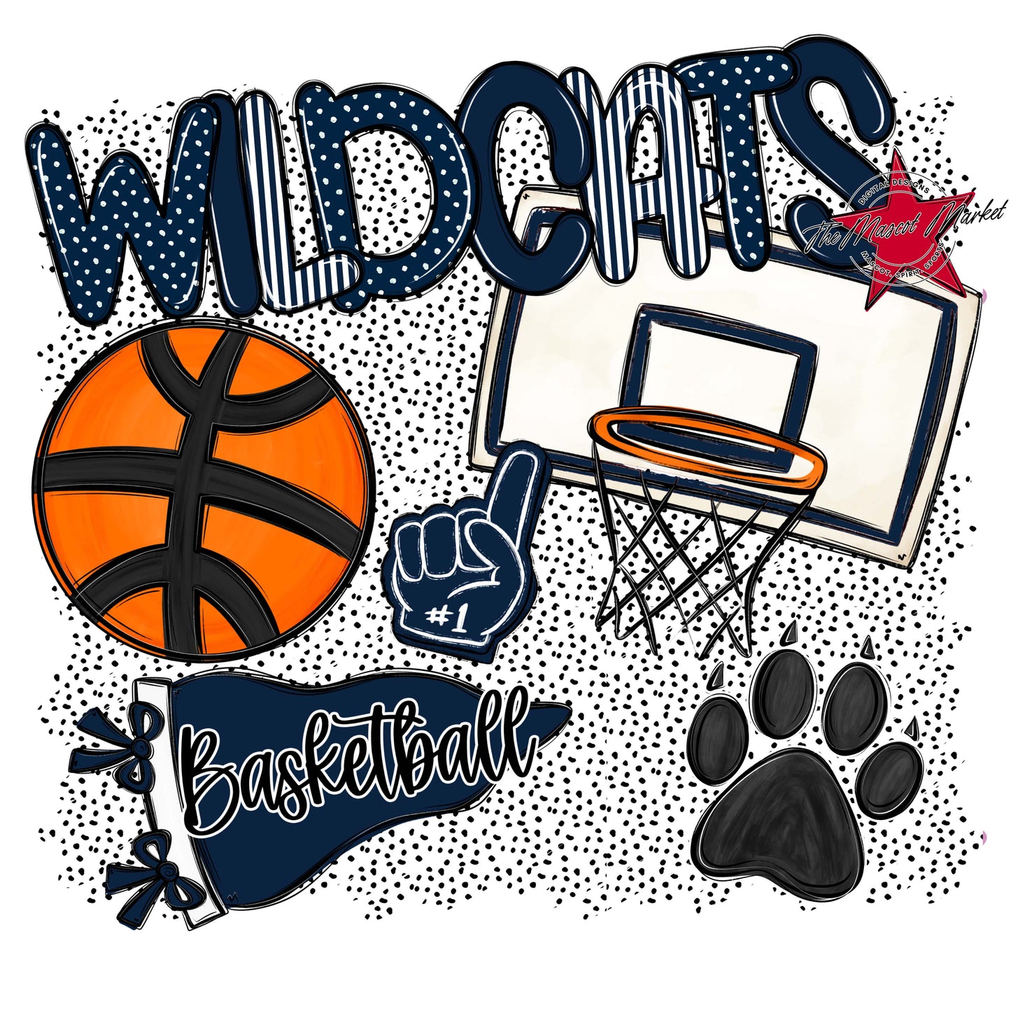 Wildcats Basketball Spirit-Navy