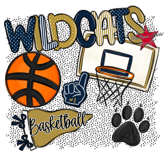 Wildcats Basketball Spirit-Navy & Gold