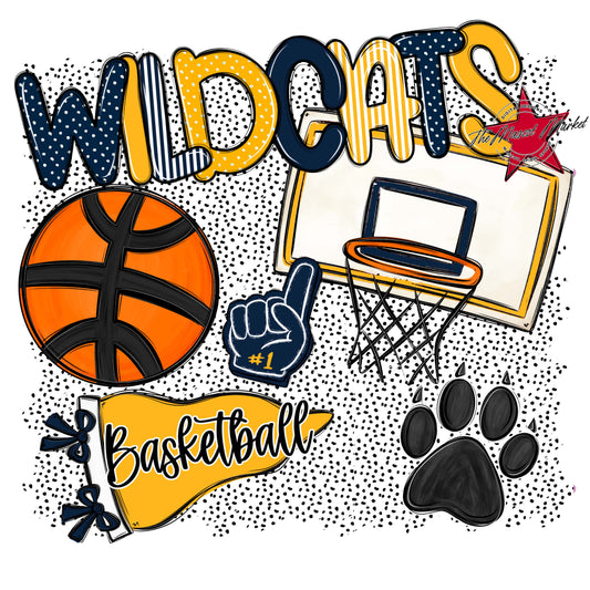 Wildcats Basketball Spirit-Navy & Yellow