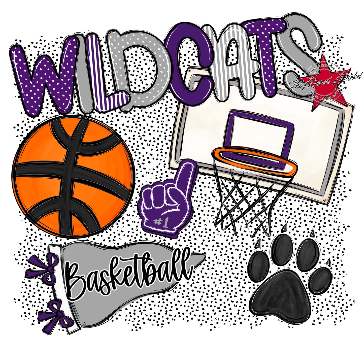 Wildcats Basketball Spirit-Purple & Grey