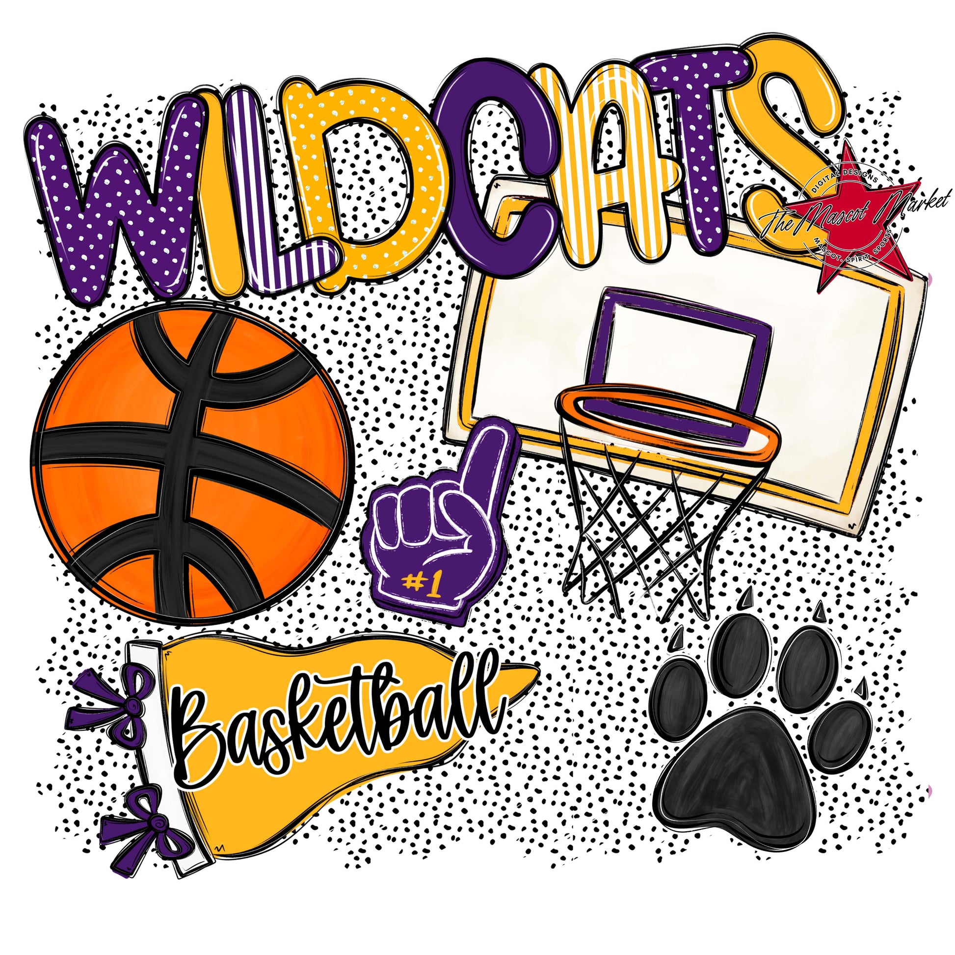 Wildcats Basketball Spirit-Purple & Yellow
