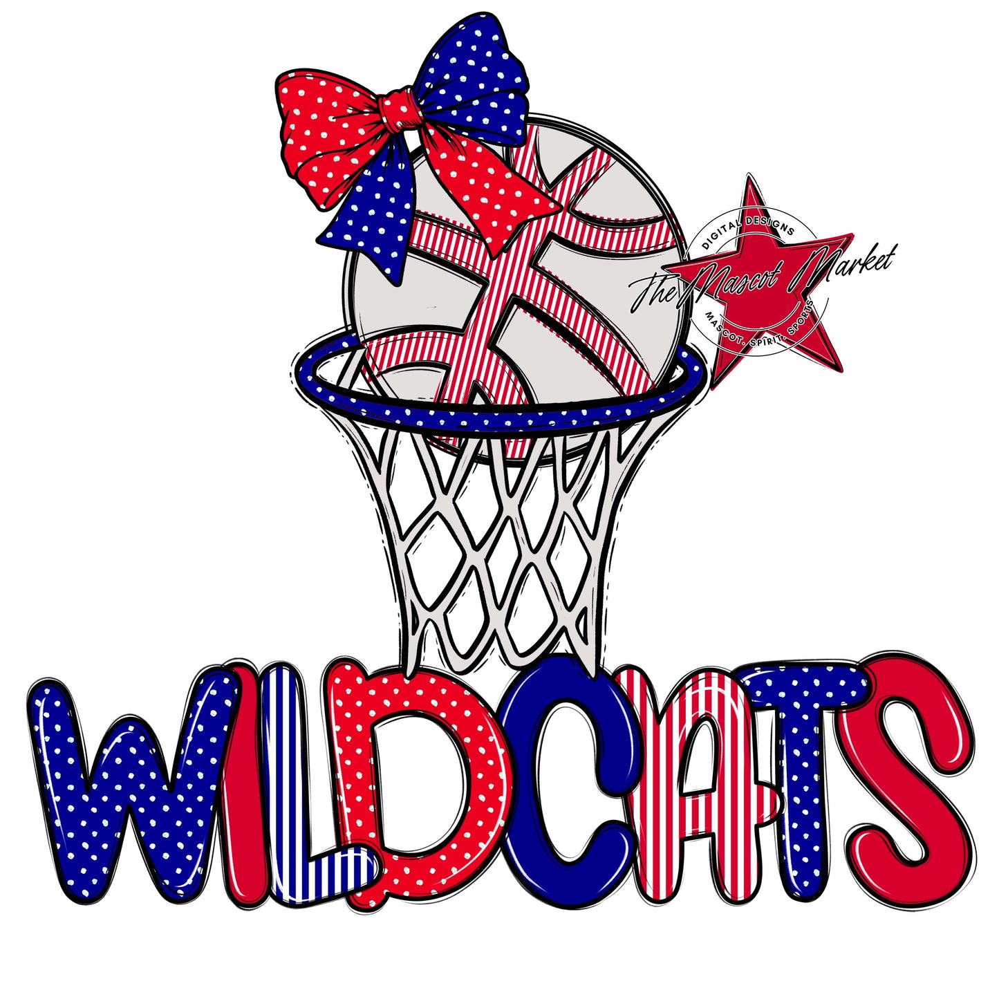 Wildcats Basketball Spirit Design-Blue & Red