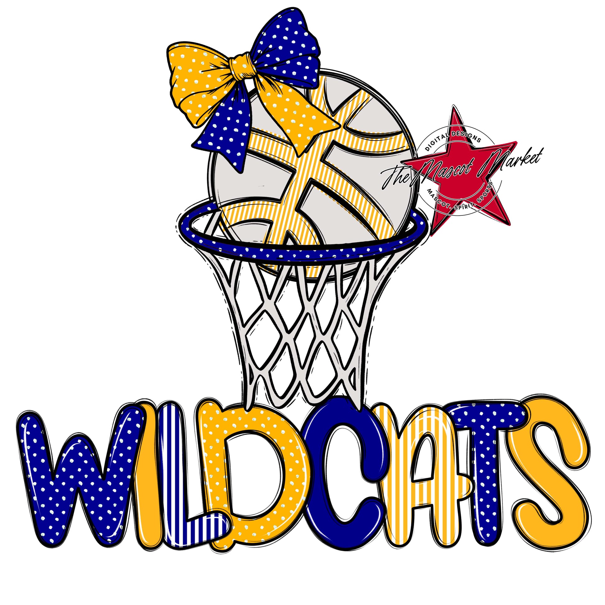 Wildcats Basketball Spirit Design-Blue & Yellow