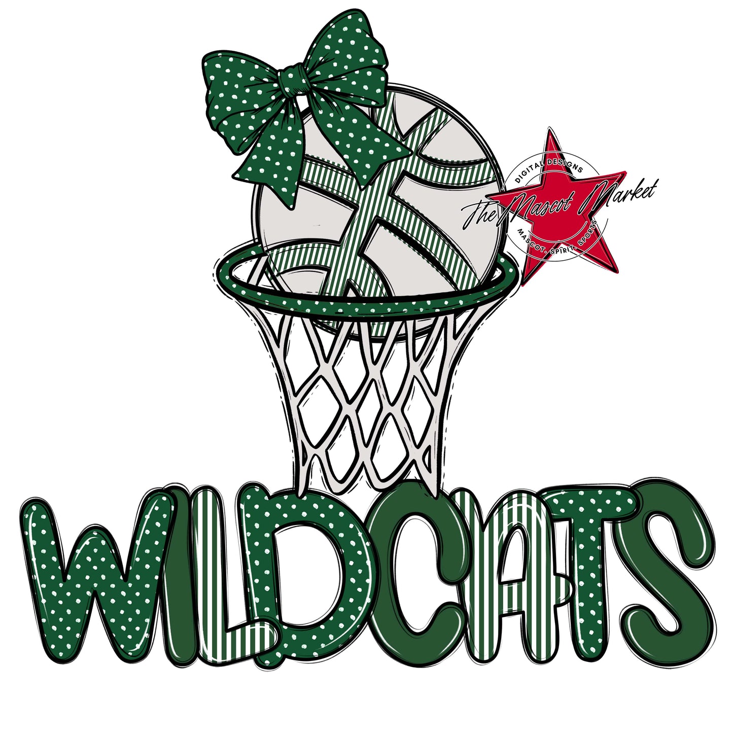Wildcats Basketball Spirit Design-Green