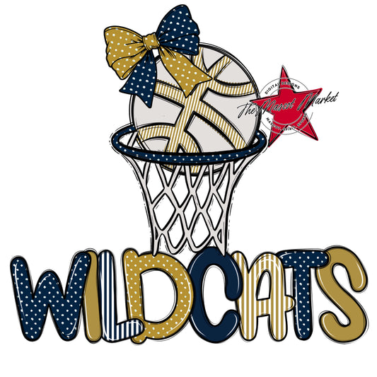 Wildcats Basketball Spirit Design-Navy & Gold