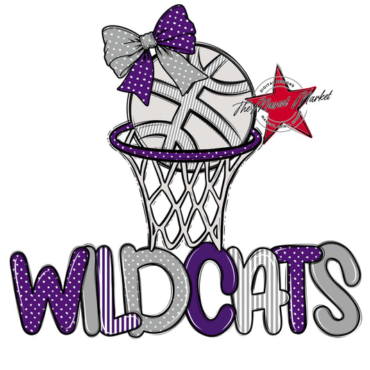 Wildcats Basketball Spirit Design-Purple & Grey