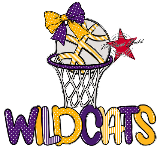 Wildcats Basketball Spirit Design-Purple & Yellow
