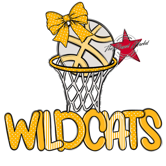 Wildcats Basketball Spirit Design-Yellow