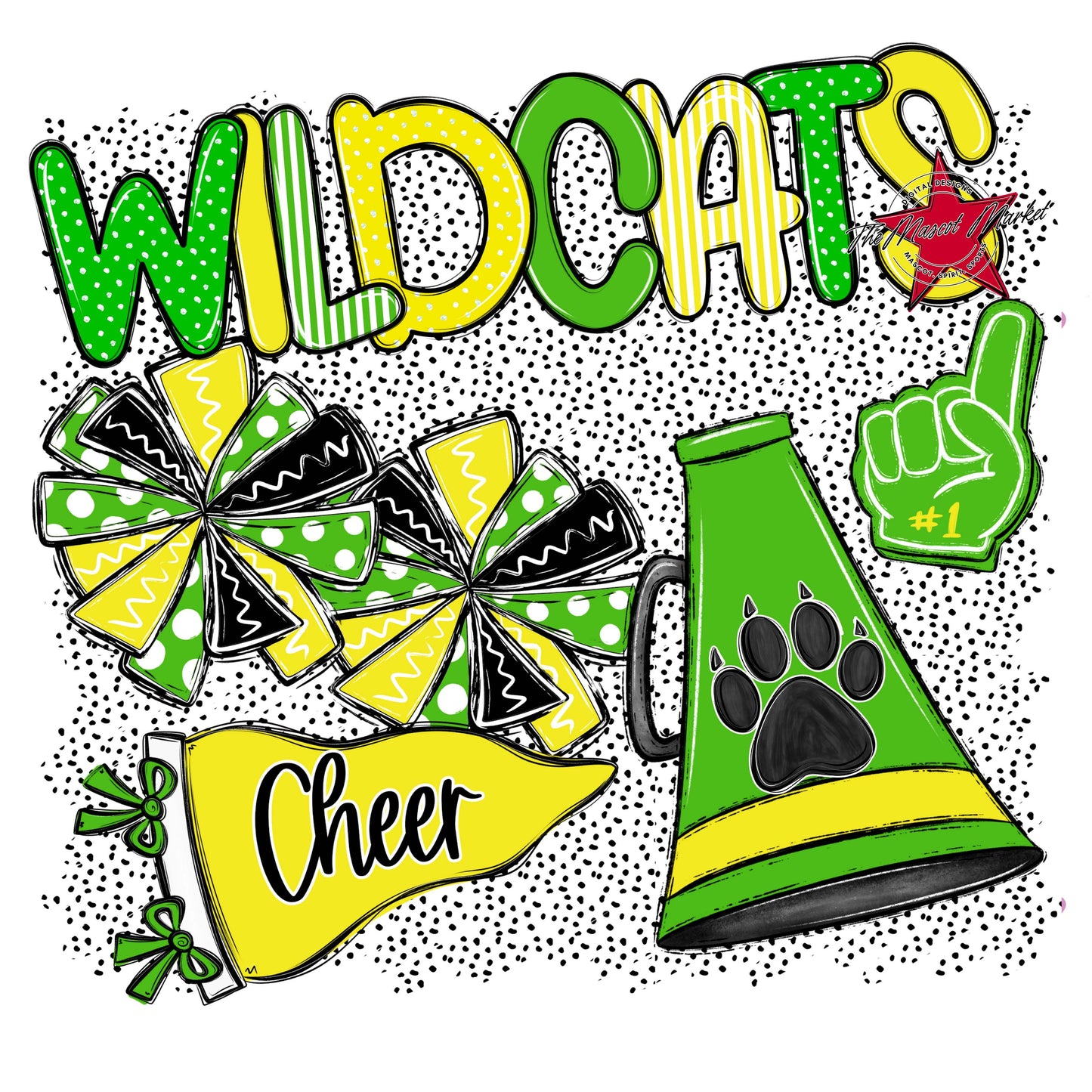 Wildcats Cheer Spirit-Bright Green & Bright Yellow