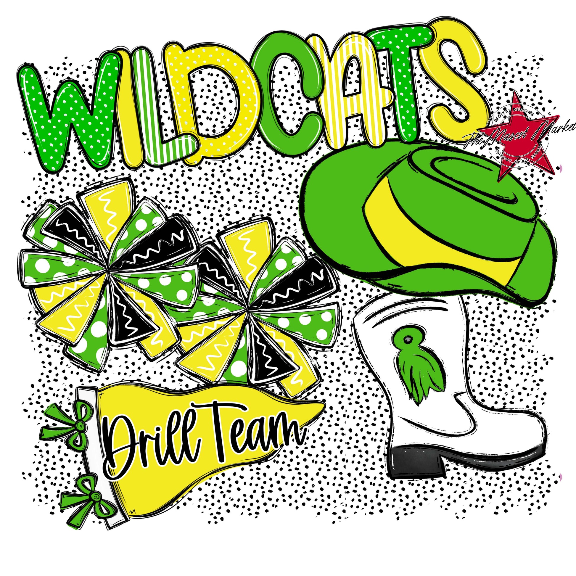 Wildcats Drillteam Spirit-Bright Green & Bright Yellow