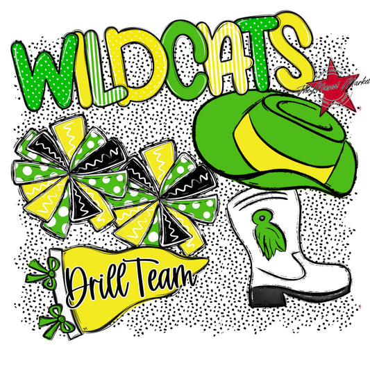 Wildcats Drillteam Spirit-Bright Green & Bright Yellow