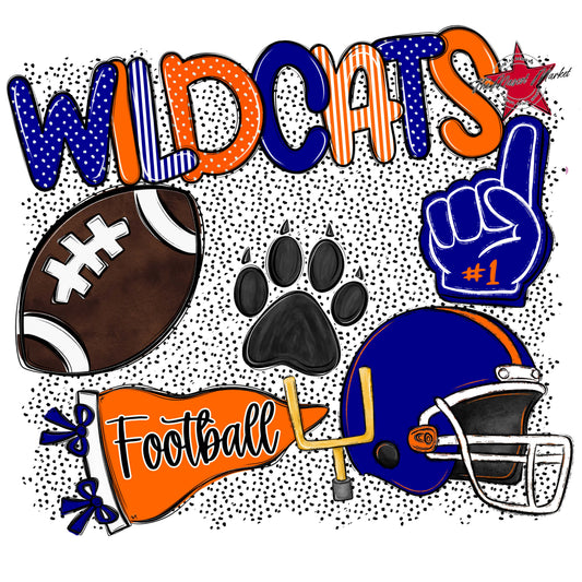 Wildcats Football Spirit-Blue & Orange