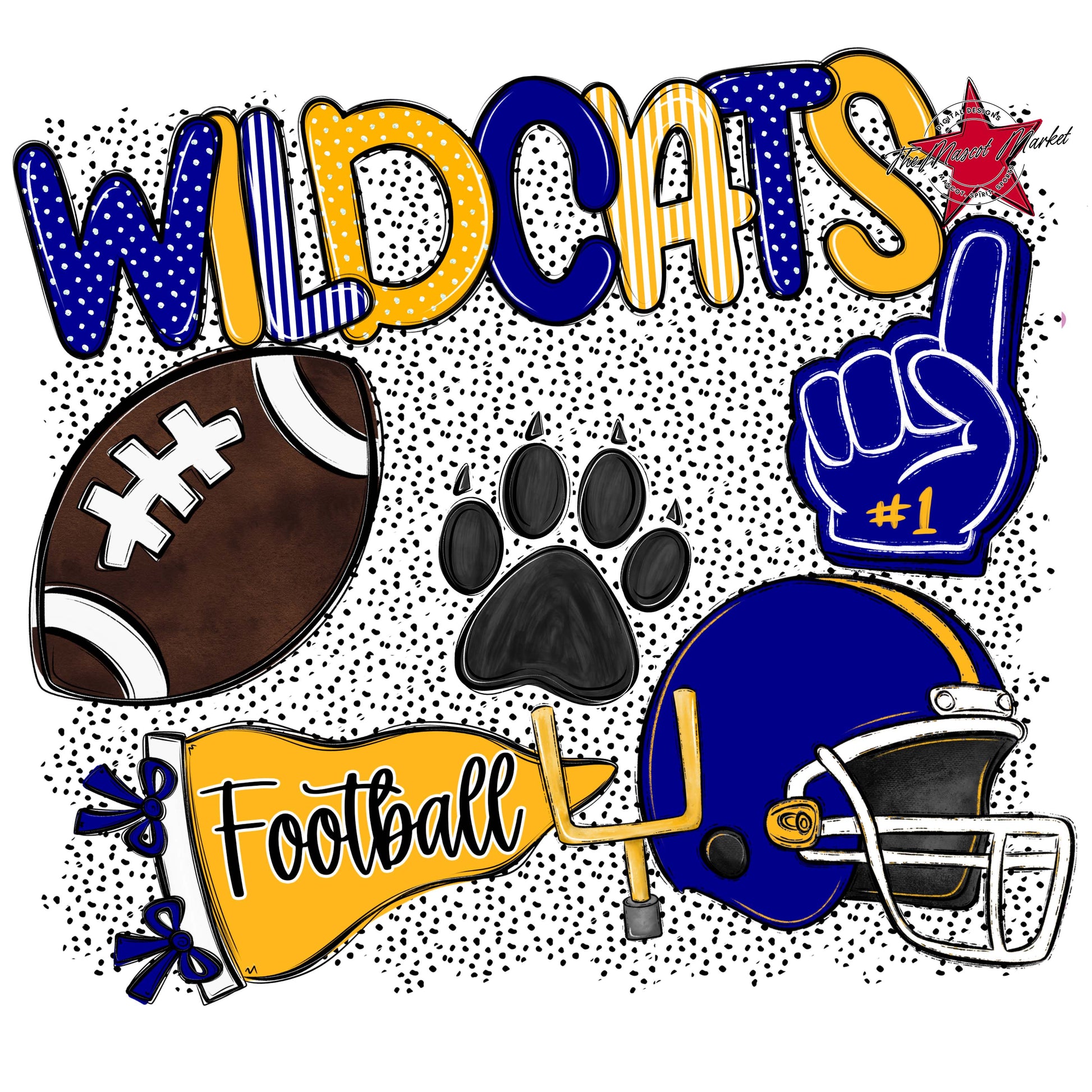 Wildcats Football Spirit-Blue & Yellow