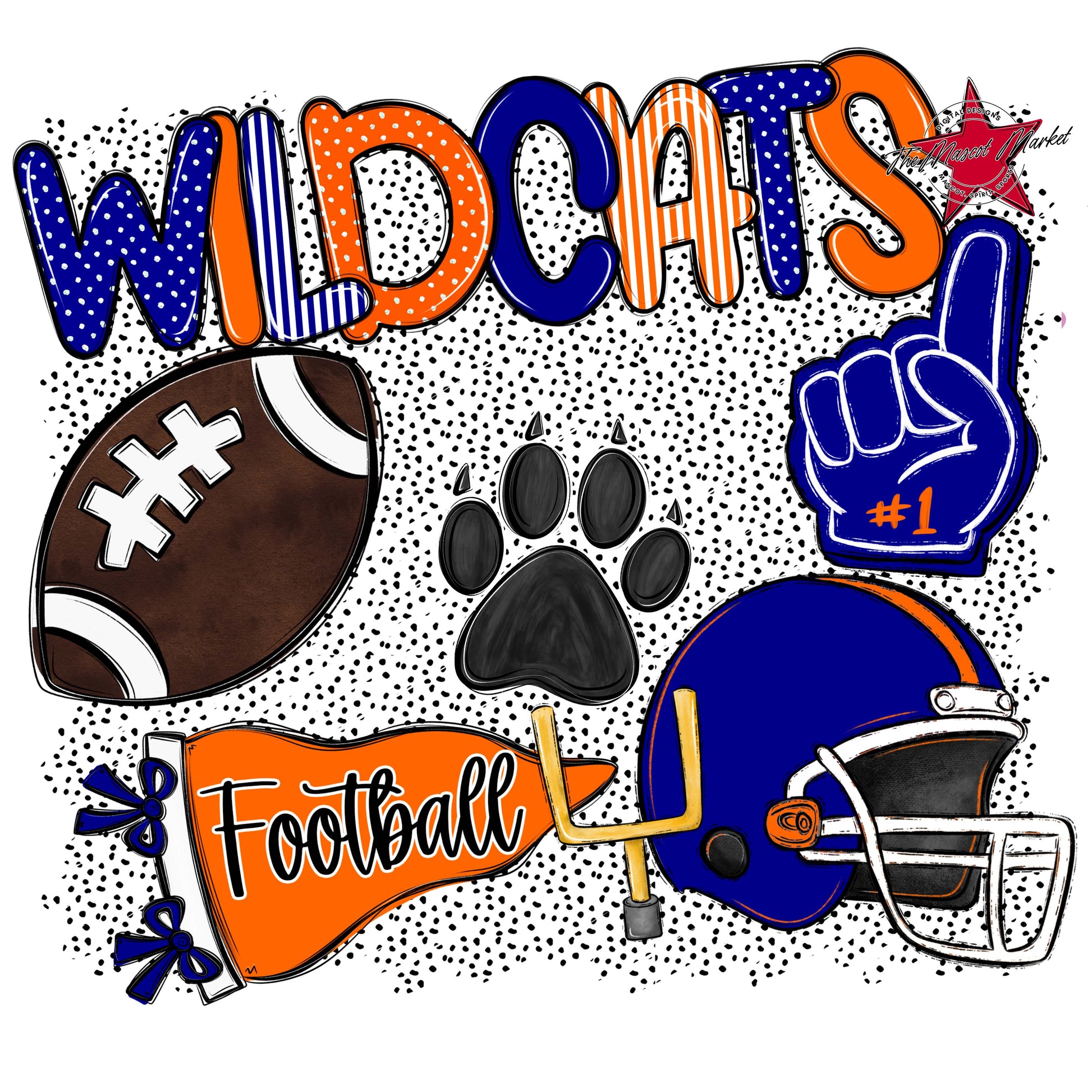 Wildcats Football Spirit-Blue & Orange