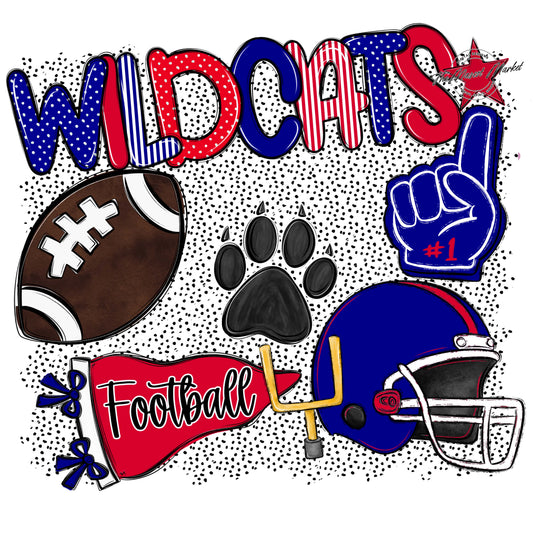 Wildcats Football Spirit-Blue & Red