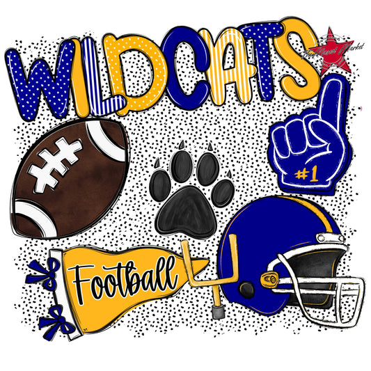 Wildcats Football Spirit-Blue & Yellow
