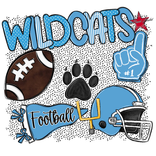 Wildcats Football Spirit-Carolina Blue