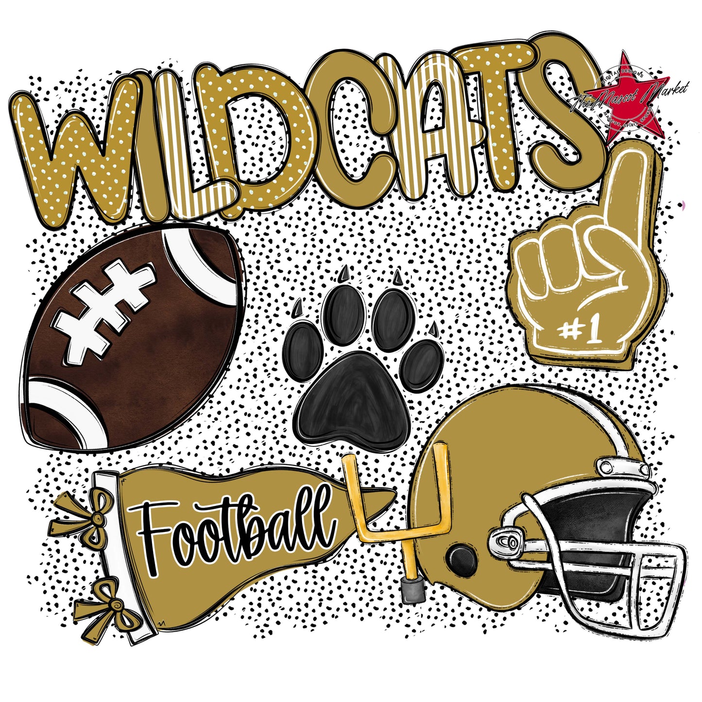Wildcats Football Spirit-Gold