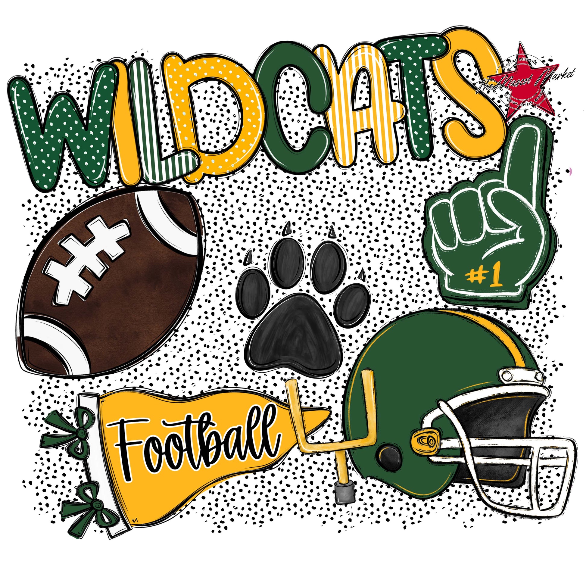 Wildcats Football Spirit-Green & Yellow