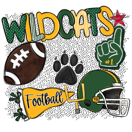 Wildcats Football Spirit-Green & Yellow