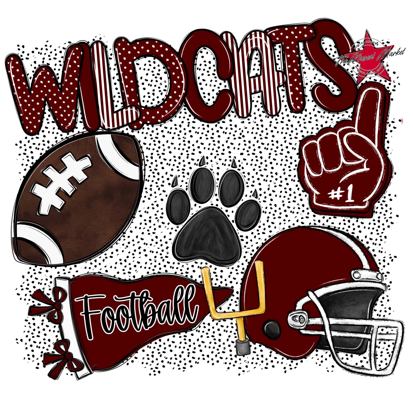 Wildcats Football Spirit-Maroon
