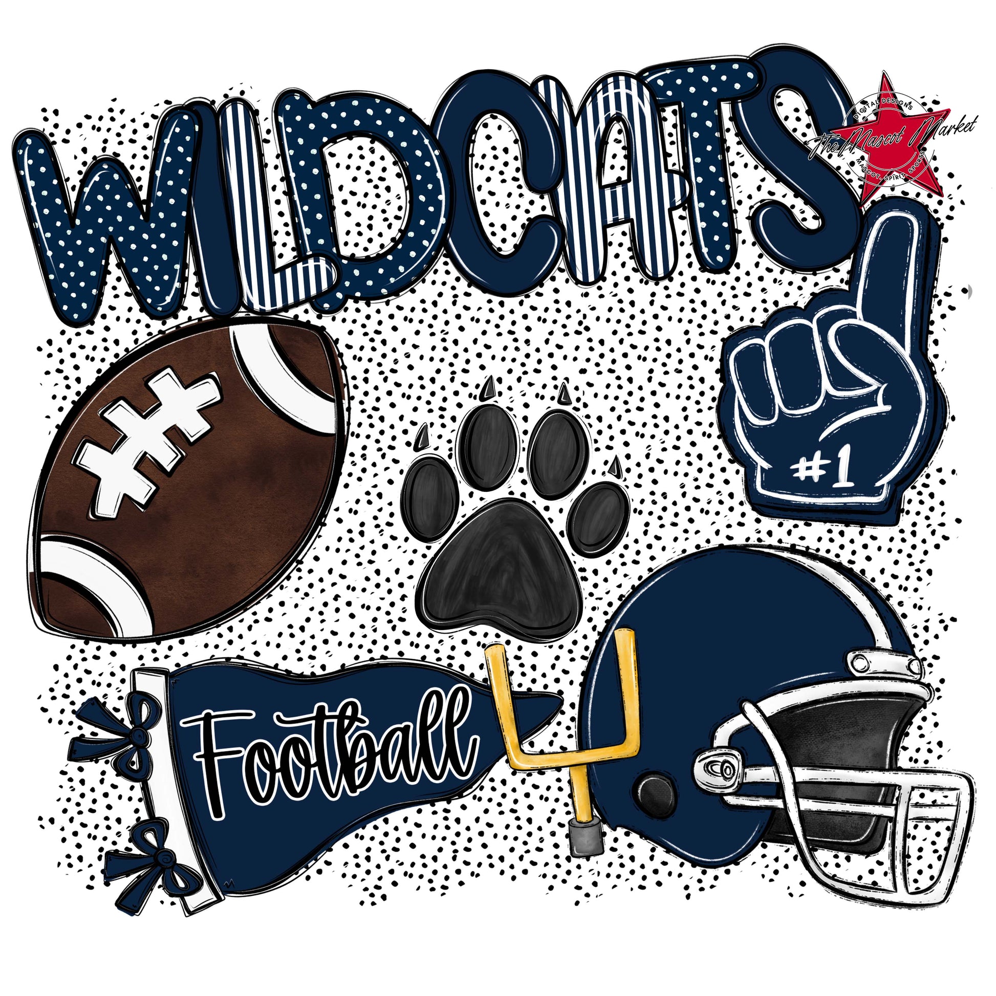 Wildcats Football Spirit-Navy