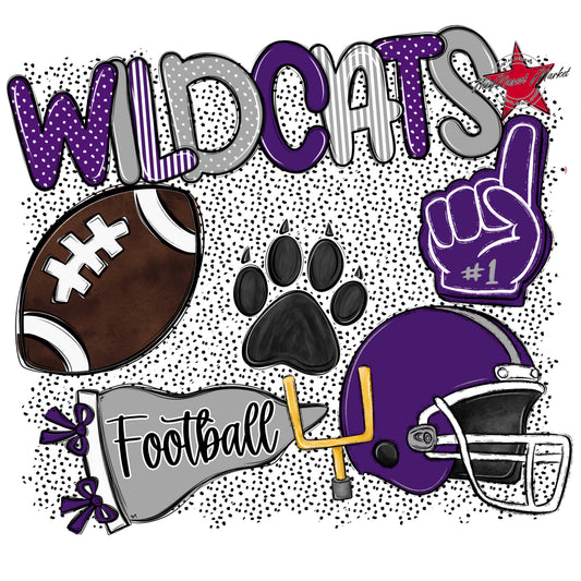 Wildcats Football Spirit-Purple & Grey