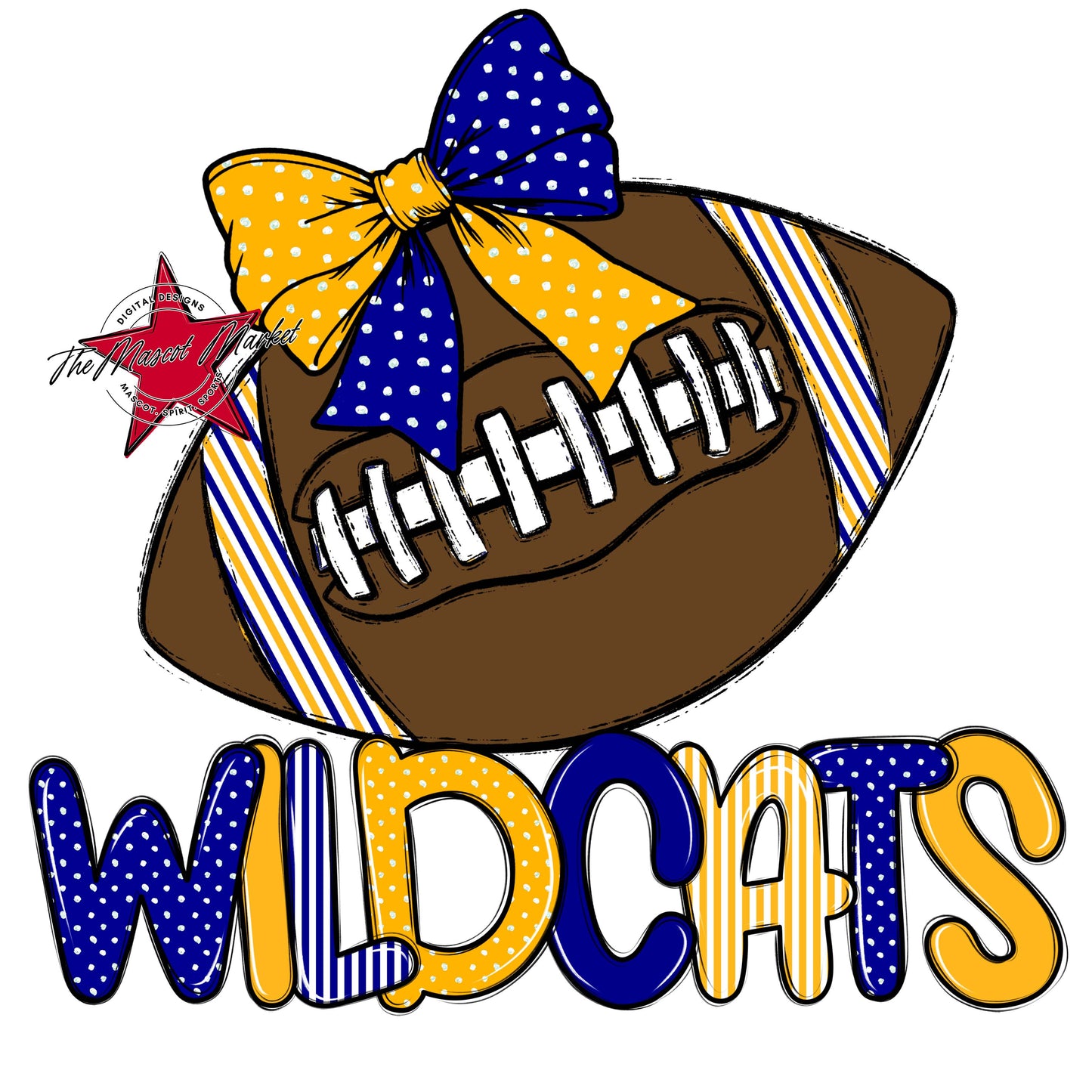 Wildcats Football Spirit Design-Blue & Yellow