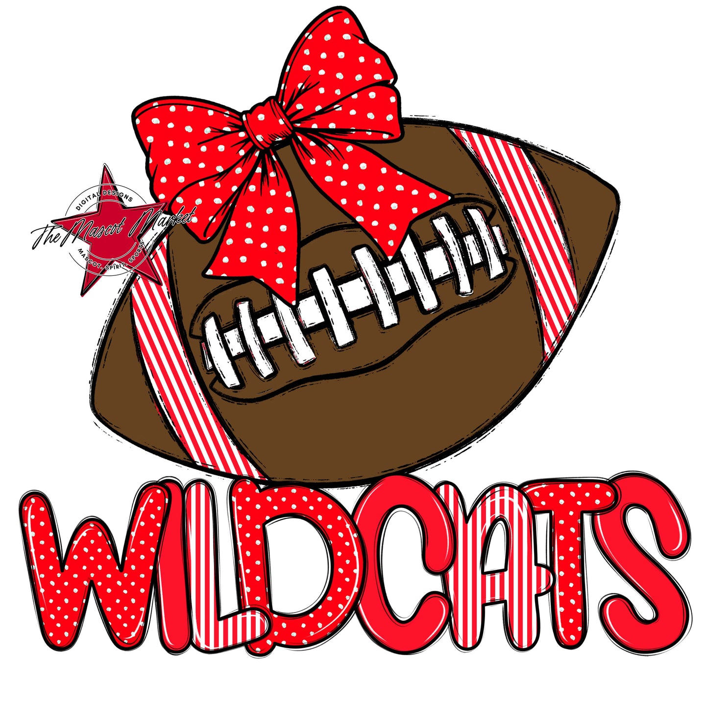 Wildcats Football Spirit Design-Bright Red